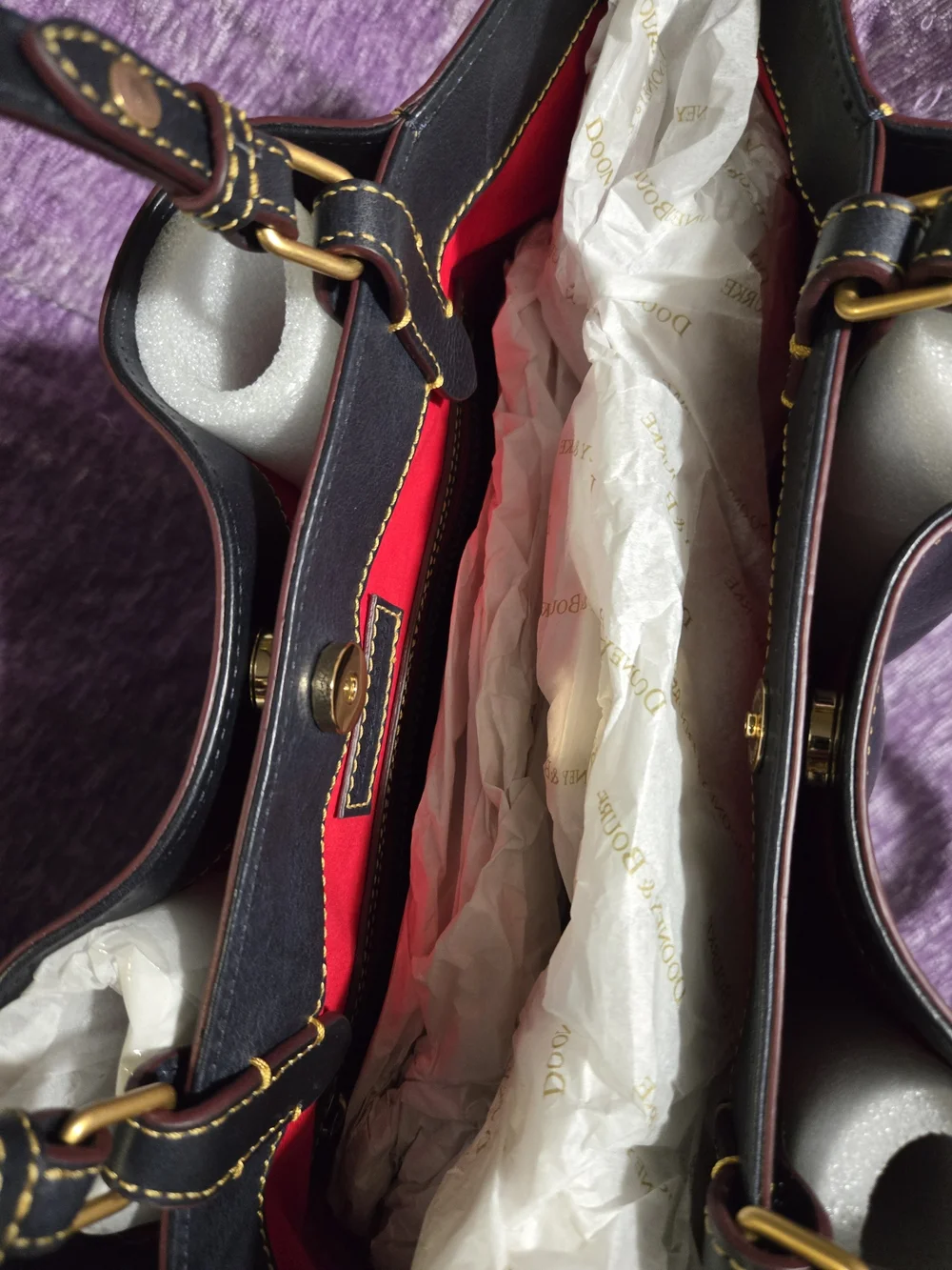 Dooney & Bourke FLYNN In Smooth Navy Florentine Leather. Like New.